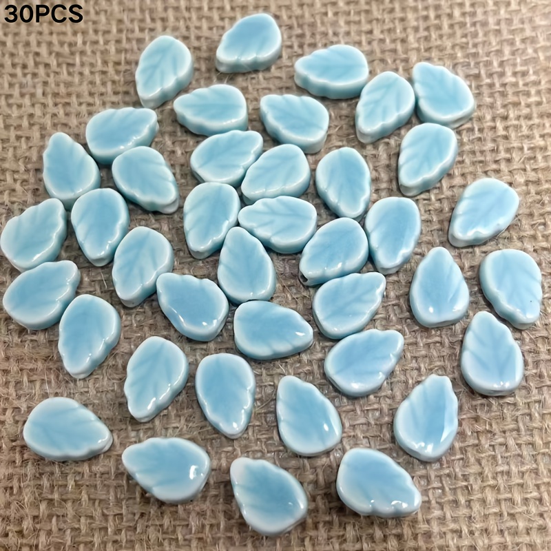30pcs Leaf-Shaped Ceramic Beads for Handmade Jewelry
